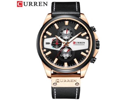 Relojes para hombre, relojes de pulsera con correa de cuero, reloj de cuarzo con calendario para hombre, carcasa rosa y negro LUUCOZK