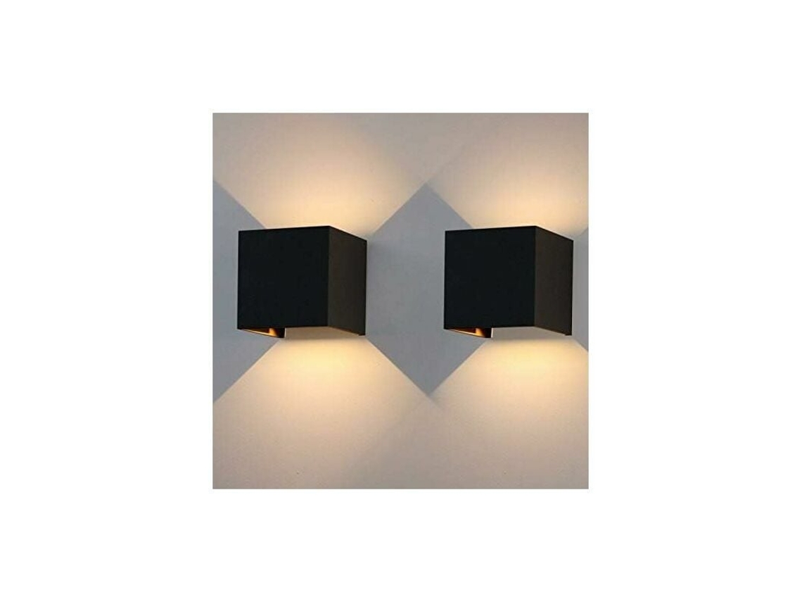 KOFIHETY 2 Luces de Pared LED 12W, Luces de Exterior/Interior IP65, 1020lm, Iluminación de Pared con Ángulo Ajustable, Negro [Clase Energética G]