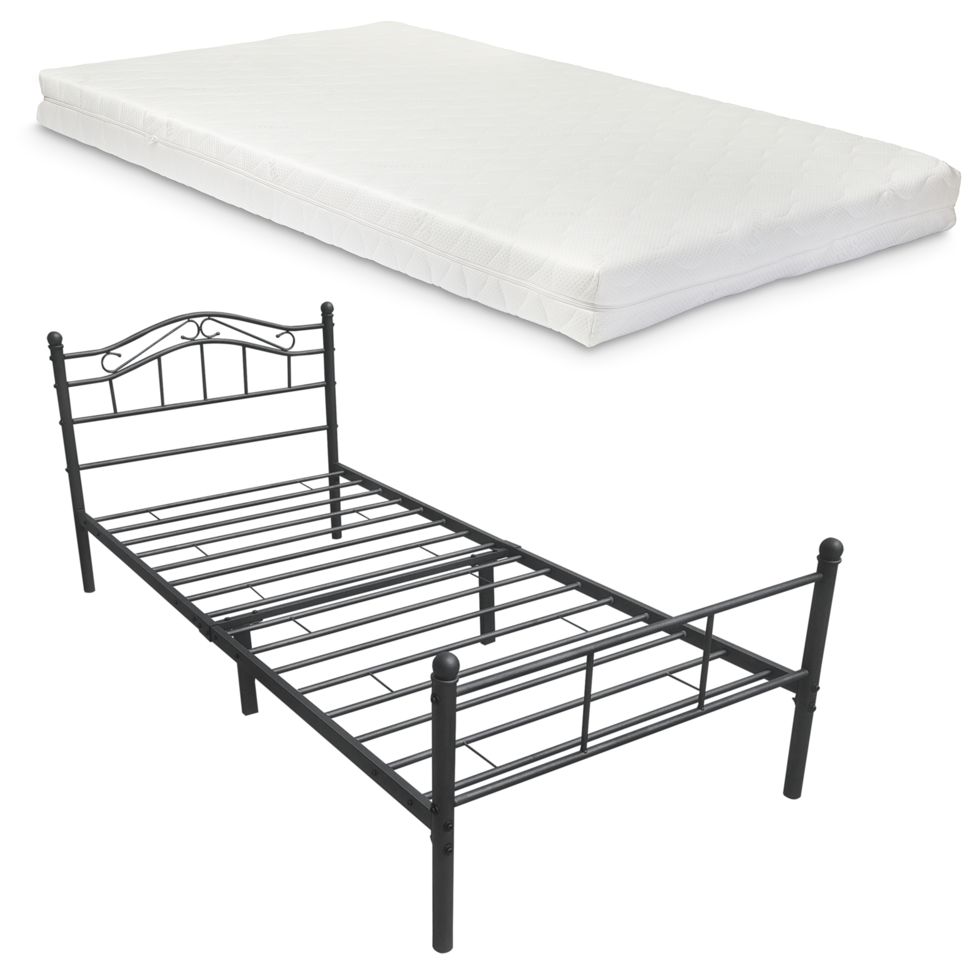 Cama [EN.CASA] (Metal - Negro - 90x200 cm)