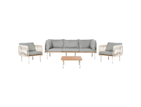 Conjunto de Sofá de Exterior y Mesa de Café BELIANI Senise de Aluminio Gris 225X60X85