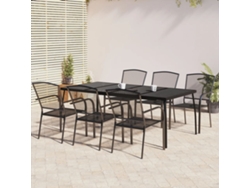 Conjunto 7 Peças De Jantar Para Jardim Aço Antracite Dkd Home Decor