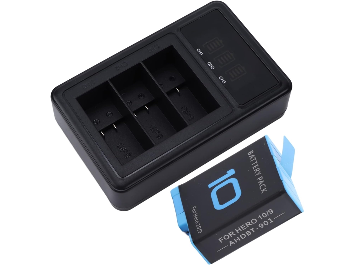 Cargador De Batería Portátil 3 Canales Para Pantalla Lcd Go 9 10 Noir