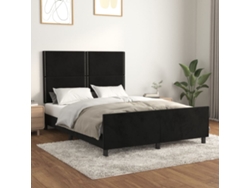 Cama De Matrimonio | Cama Para Adultos | Estructura De Cama Sin Colchón Terciopelo Negro 140x190 Cm
