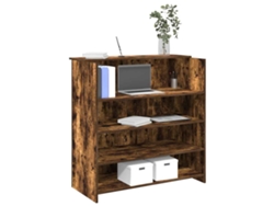 Mostrador de recepción de 100x50x103,5 cm, fabricado en madera de roble ahumado.