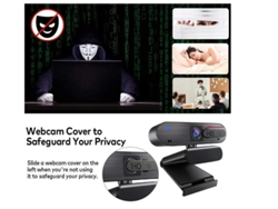 Cámara web HD con micrófono para PC, 1080p, control deslizante, USB, con clip, para juegos, transmisión en directo, color negro, Yizhood