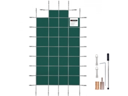 Cobertor de seguridad para piscina enterrada 5,5x11m en malla verde con accesorios Tekmaquinas