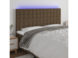 Cabecero Con Luces Led Tela Marrón Oscuro 180x5x118/128 Cm