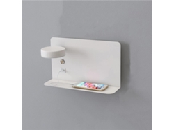 Aplique de pared LED, 3 colores, regulable, interruptor, interfaz USB, dormitorio, pasillo, blanco (izquierda)