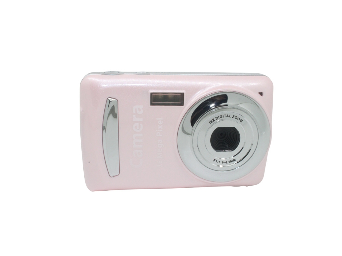 Cámara digital de 16 MP, cámara CCD pequeña y compacta con pantalla LCD, estilo retro, adecuada para adolescentes y adultos (rosa) BISBISOUS