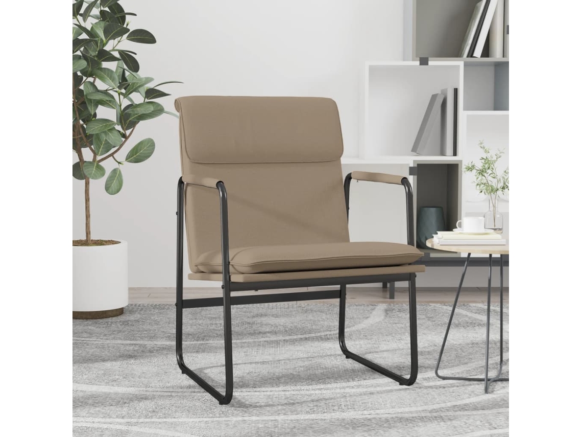 Tumbona Sillón de relax Muebles para patio cuero sintético color capuchino 55x64x80 cm
