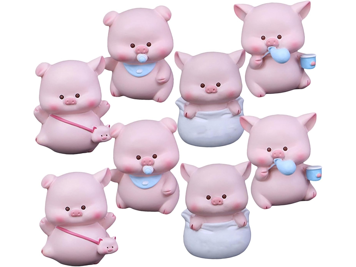 Figuras De Cerditos De Resina (8 Piezas) - Adorables Decoraciones De Animales Para Pasteles