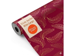 Rollo Papel Regalo Pluma Oro Rojo 31cm X 80m Bobina Resistente Baby Shower Bodas - Fp Fiesta Paper