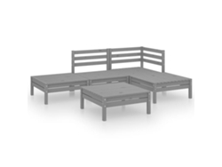Maison Exclusive - Juego De Muebles De Jardín 5 Piezas Madera Maciza De Pino Gris