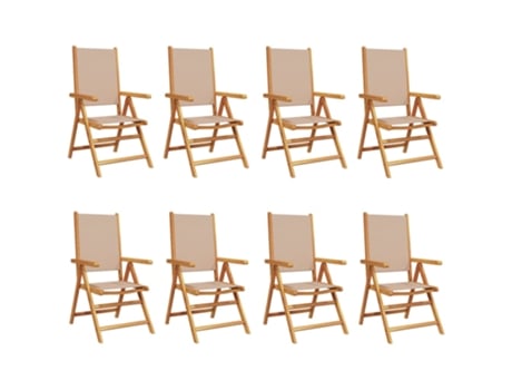 Conjunto 8 Silla De Jardín VIDAXL Gris Topo Madera