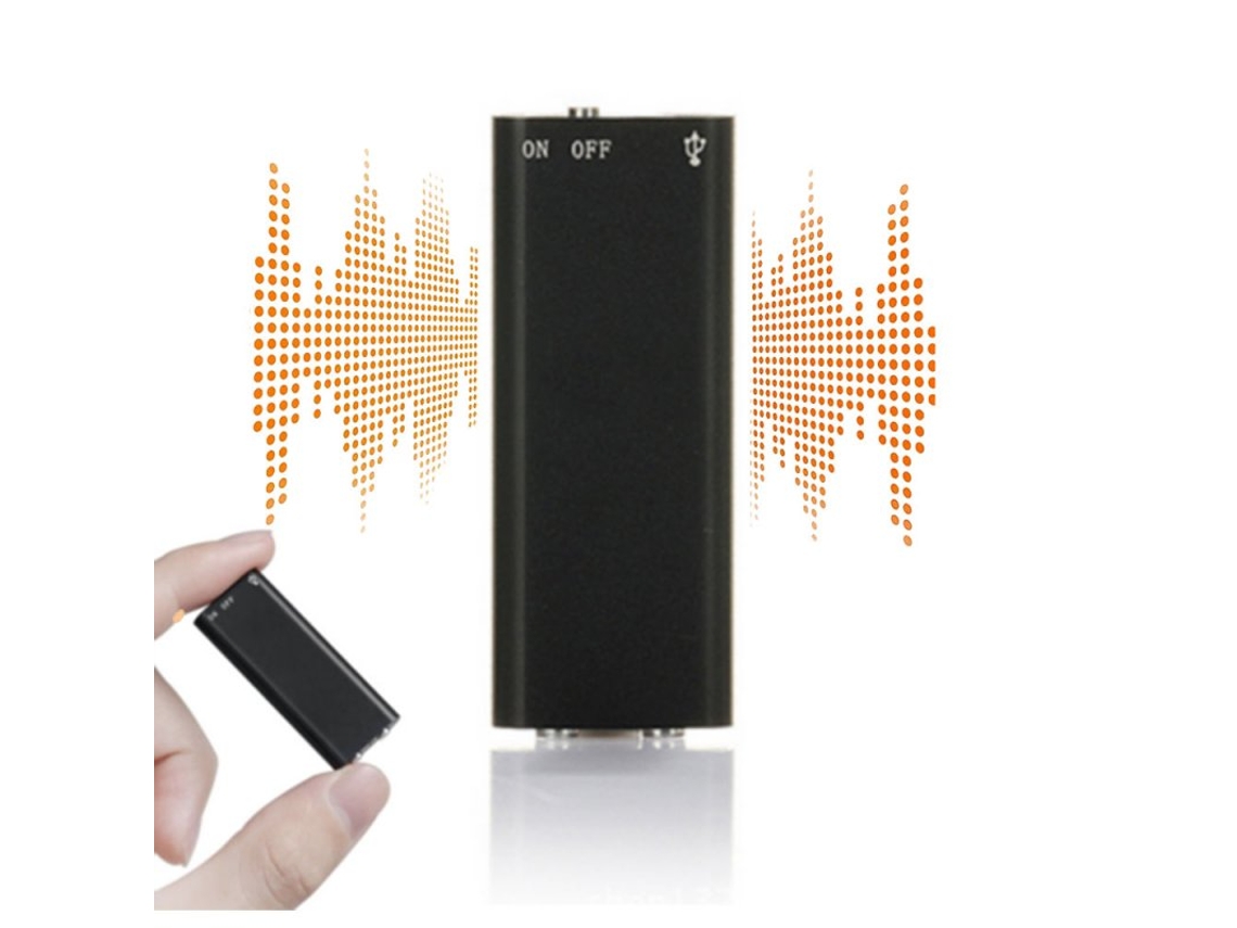 Mini Gravador de Áudio Dispositivo de Escuta de Voz 96 Horas 8 Gb Bug Preto