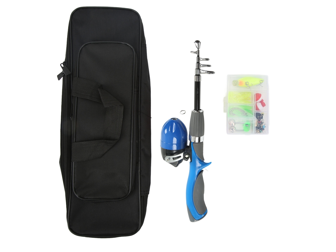 Kit Completo De Pesca Para Niños: Caña De Pescar Telescópica Con Carrete Y Señuelos Azules Para Principiantes.