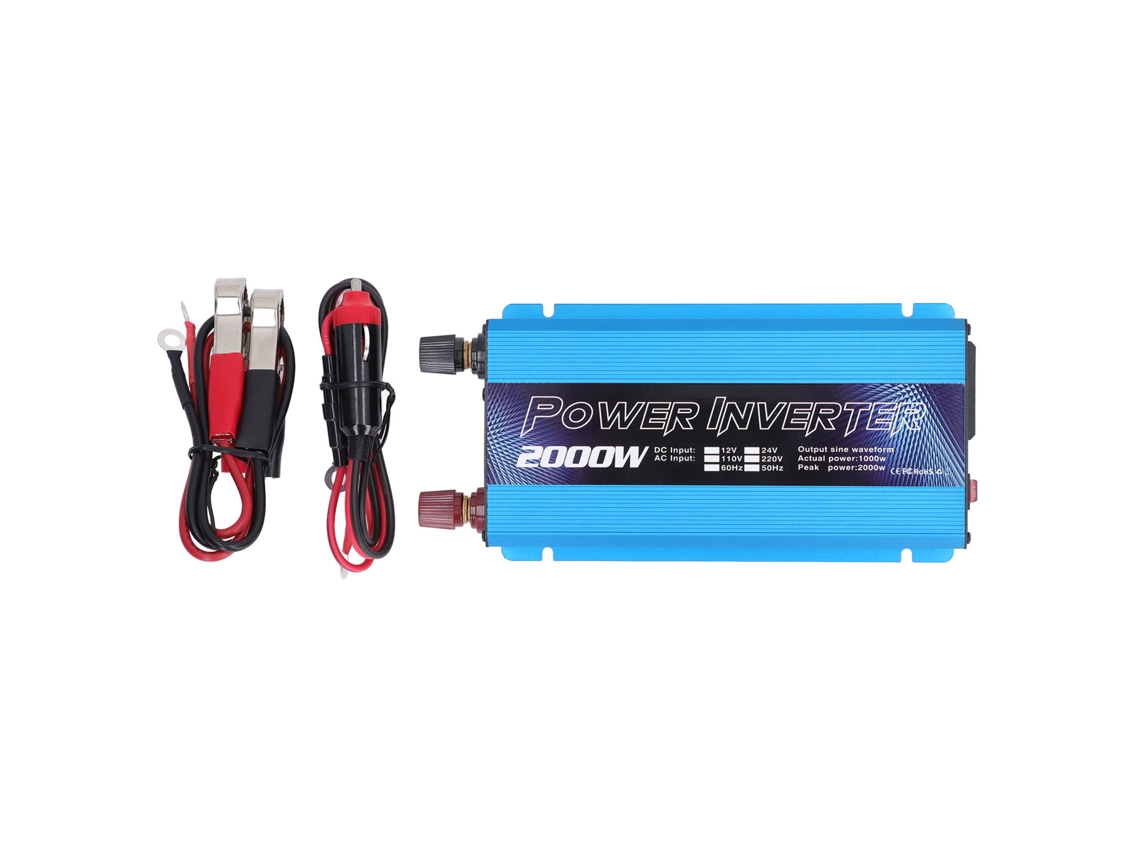 Inversor De Potencia 2000w Para Coche Ondas Senoidales Modificadas Material Aluminio Bajo Ruido Universal Para Carga Múltiple