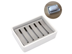 VVJIJILLY Saboneteira Em Cerâmica Com Suporte Inox, Design De Duas Camadas Com Drenagem