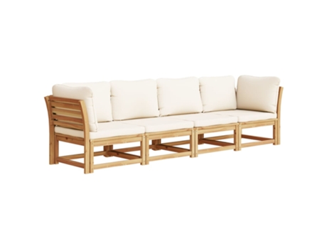 Conjunto 4 de muebles de jardín VIDAXL y cojines madera maciza acacia