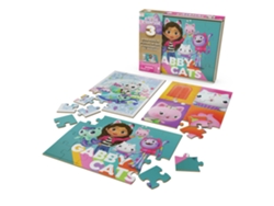 Puzzle SPIN MASTER Games La casa de muñecas de Gabby, 3 rompecabezas de madera de 12 piezas, Rompecabezas de 16 piezas con caja de almacenaje de madera, Romp