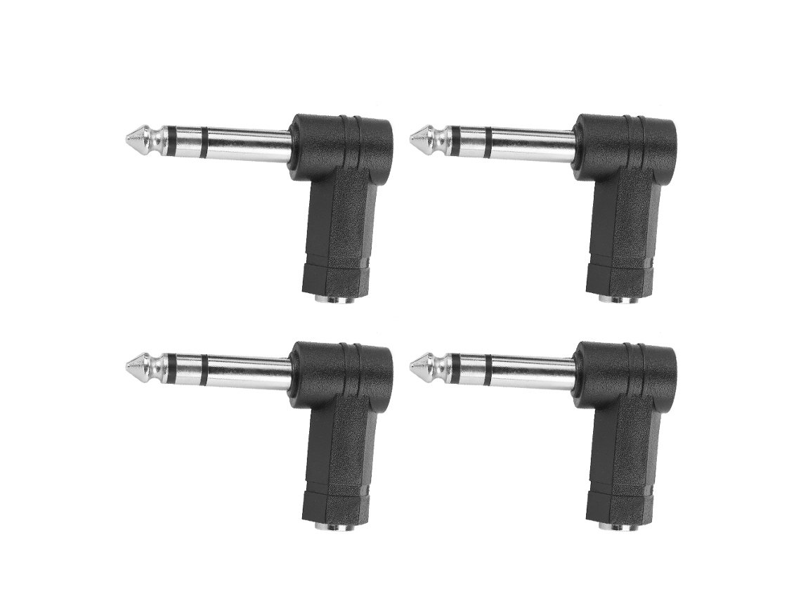 4 Adaptadores De Audio En Ángulo Recto De 3,5 Mm Hembra A 6,35 Mm Macho Para Auriculares