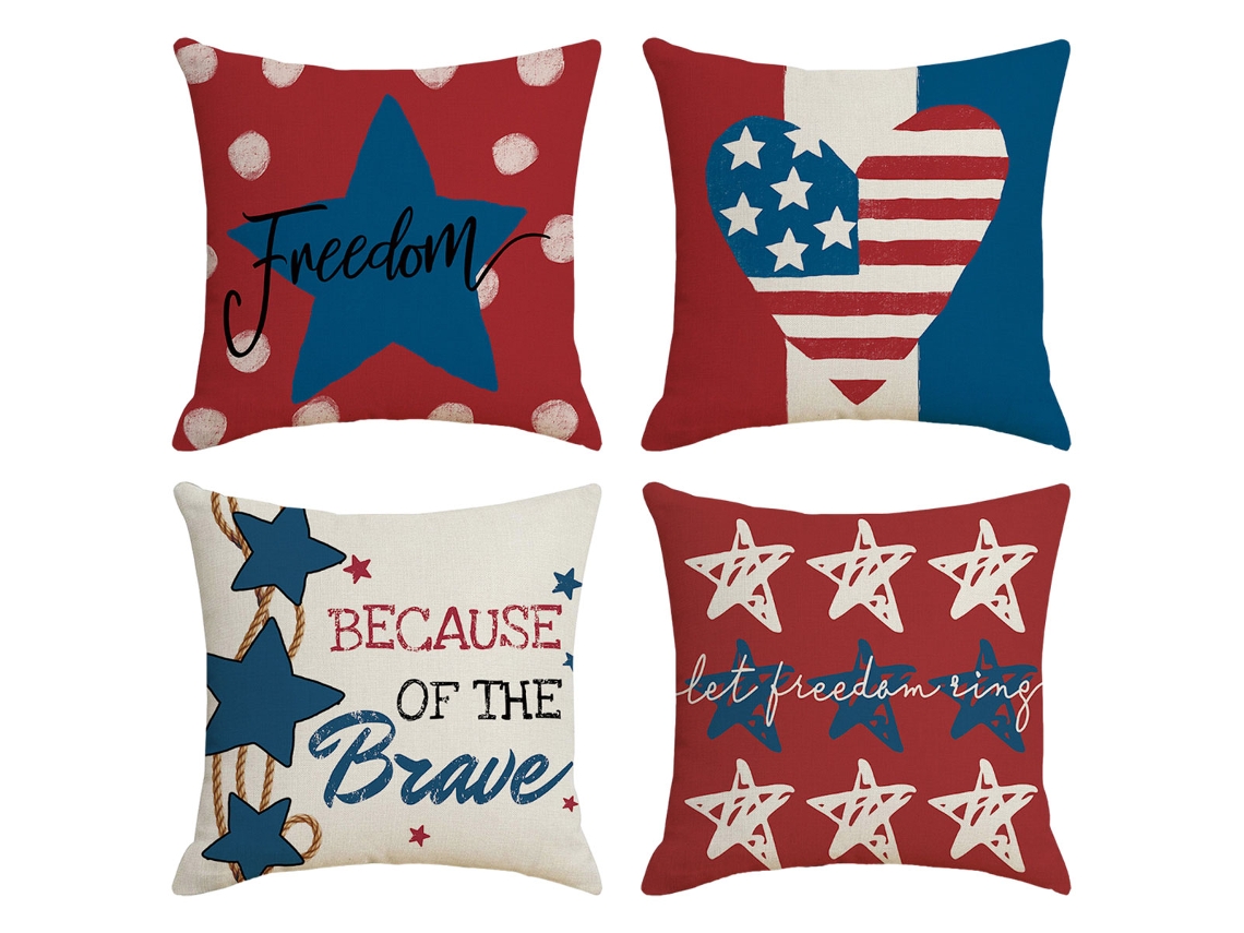 Juego De 4 Fundas De Almohada Decorativas Con Temática De Camiones Rojos Y Azules