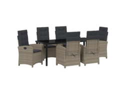 Conjunto de comedor de jardín de 7 piezas, mimbre gris, EXCLUSIVO DE MAISON