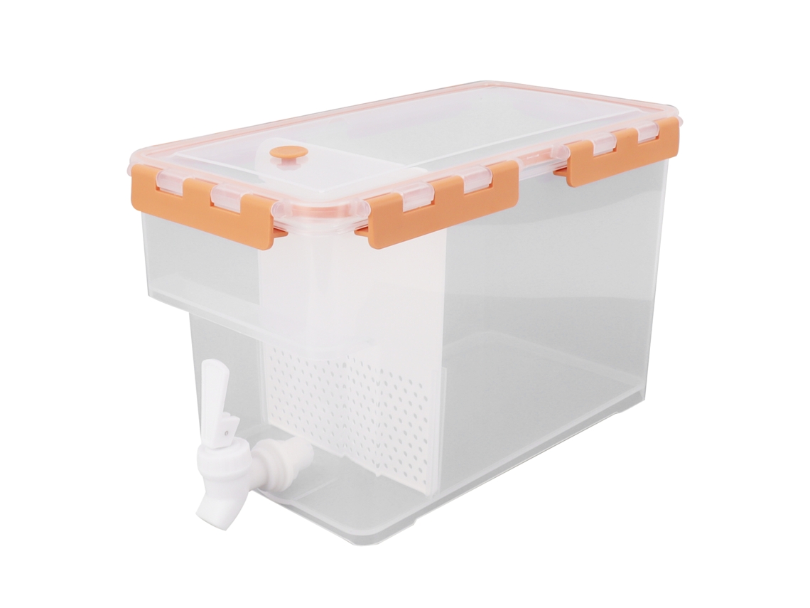 Dispensador de bebidas para refrigerador, contenedor de bebidas líquidas con grifo para jugo helado, limonada, té, café helado, diseño multifuncional