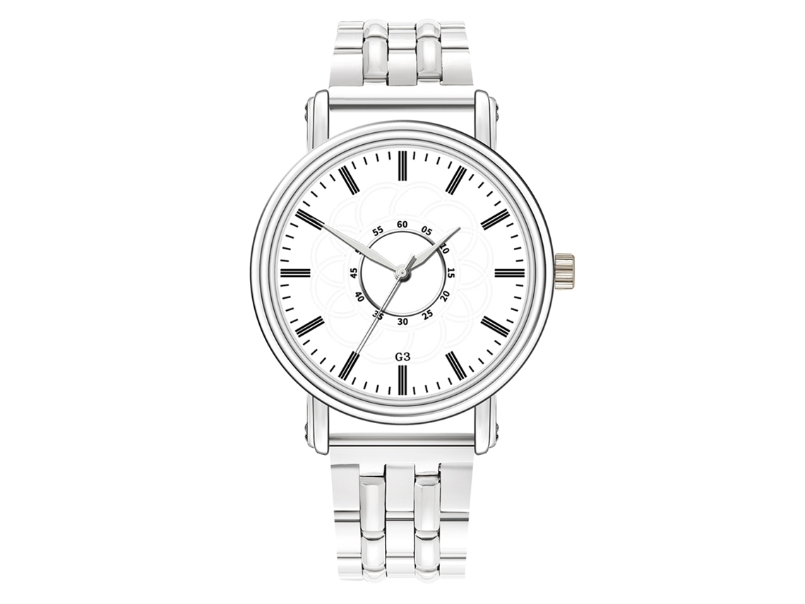Reloj Analógico De Cuarzo Para Hombre Con Brazalete De Acero, Estilo Casual Blanco.