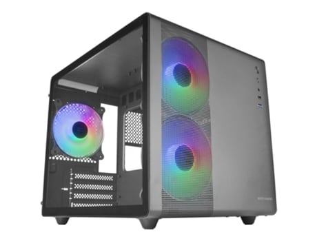 Caja para PC Gaming MARS GAMING Panel lateral de malla de 120 mm Frgb con ventiladores 3X de vidrio templado negro Mc-400