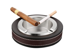 2026-cenicero De Metal Y Cuero Para Cigarros Y Cigarrillos, Forma Ovalada Moderna Mesa (plata)