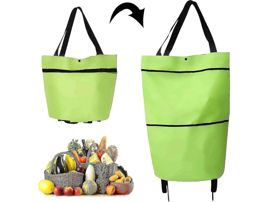Carrito de compras plegable 2 en 1 GOKOCO con cremallera de dos etapas, ruedas y bolsa de compras (1 unidad)