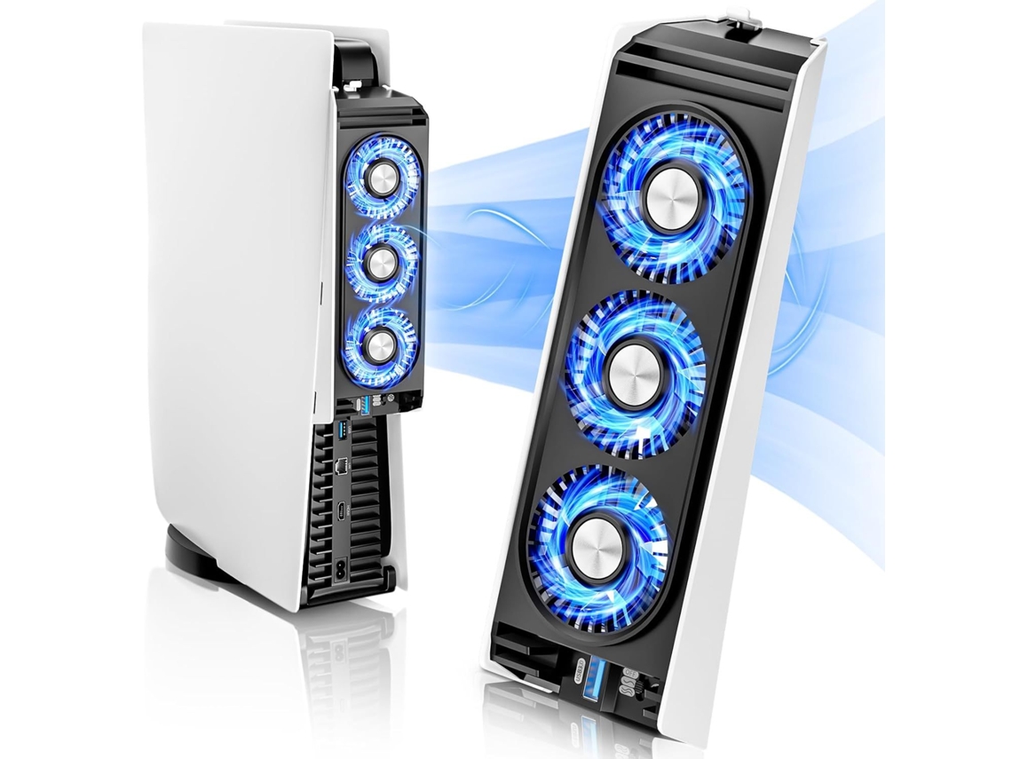 Ventilador Refrigeración Silenciosa Para Ps5 Con 3 Ventiladores Led Velocidades Usb Ajustables