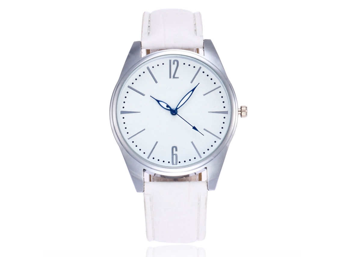 Elegante Reloj De Pulsera De Cuarzo Unisex Clásico, Color Blanco.