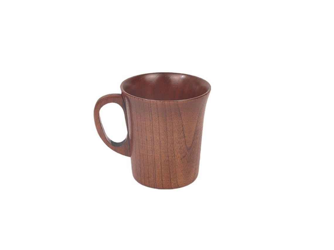 Taza de agua creativa, hecha de madera de azufaifo, al estilo japonés, con asa natural hecha a mano.