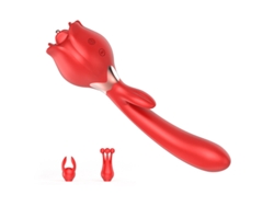 Vibrador oscilante multifrecuencia 2 en 1 para mujer (rojo) YIZHOOD