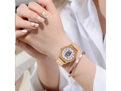 Reloj Analógico De Cuarzo Para Mujer Con Brazalete De Malla De Acero, Estilo Sencillo Y Elegante (oro Rosa).