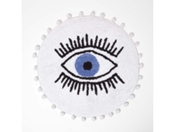 Homescapes Eye See You Natural Cotton Bath Mat With Pom Pom Edges