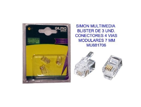 Simon multimedia bl 3 und.conect.4 vias modular 7 mm mu881706