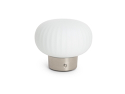 Lámpara De Mesa Led Metal Y Cristal Portátil Exterior Con Batería Usb Recargable Aluzna Níquel