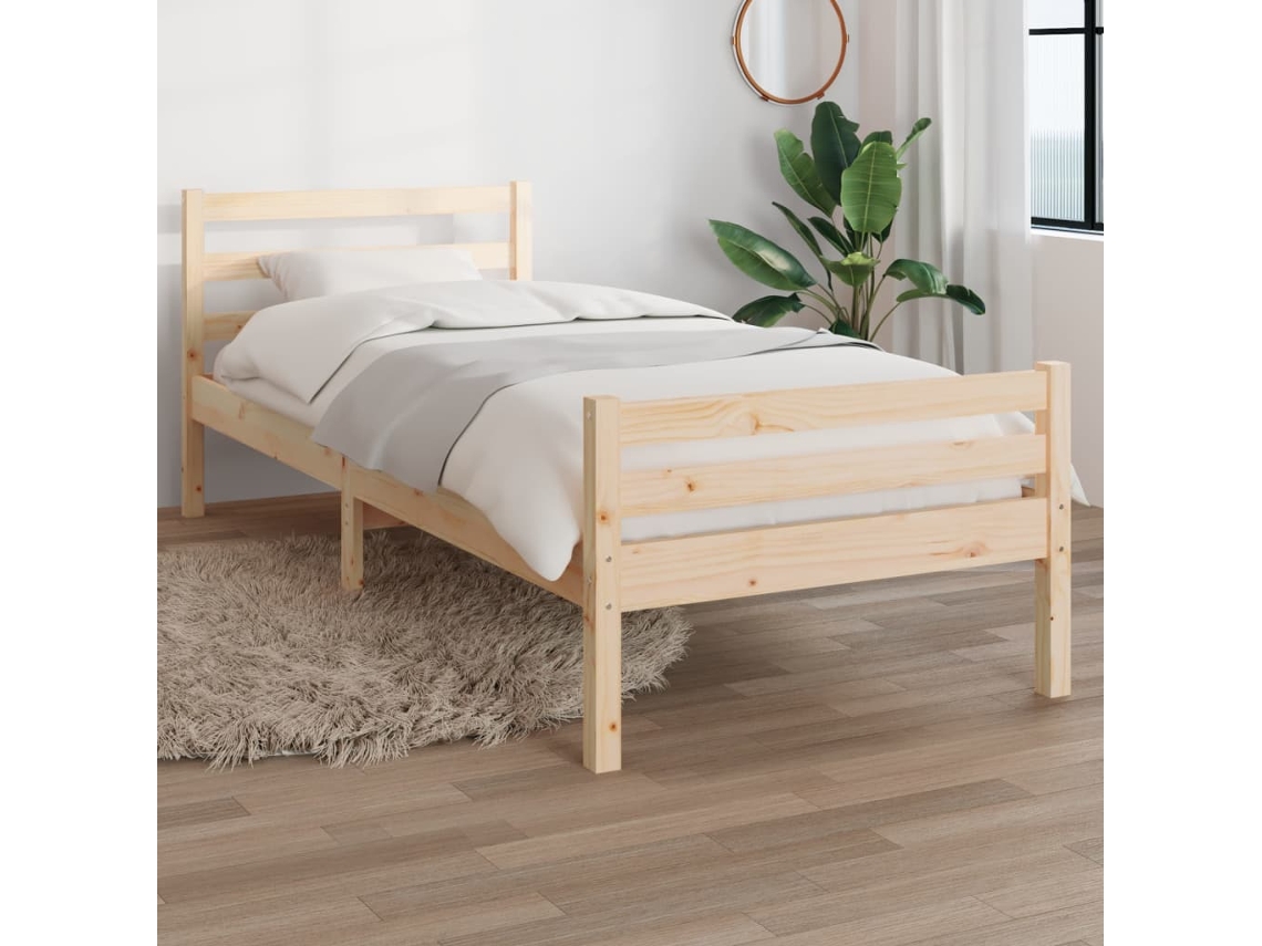 Estructura De Cama Sin Colchón Madera Maciza 100x200 Cm