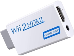 Adaptador de Wii a HDMI 1080p con salida de audio auxiliar de 3,5 mm, compatible con monitor, proyector y TV, color blanco Yuysan