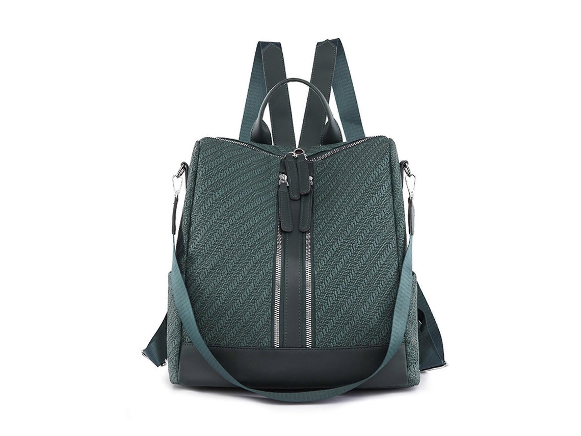 Mochila bandolera de PU para mujer, ligera y resistente al agua, versátil y práctica, ideal para viajes, en color verde.