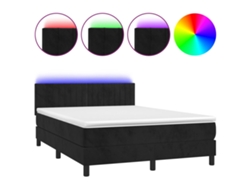 Maison Exclusive - Cama Box Spring Colchón Y Led Terciopelo Negro 140x200 Cm
