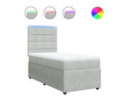 Maison Exclusive - Cama Box Spring Con Colchón Terciopelo Gris Claro 80x200 Cm