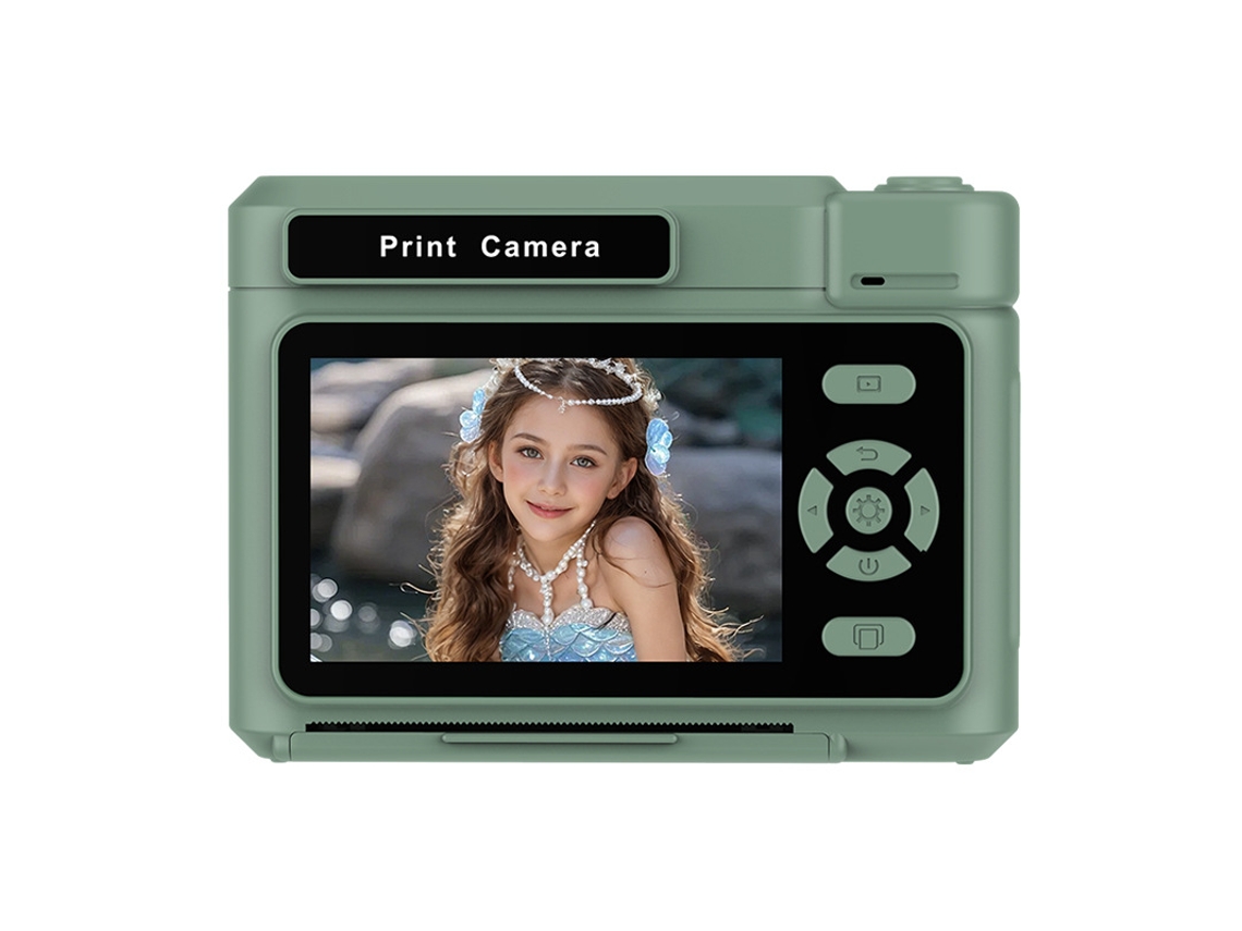 Cámara instantánea Chrui D15 con pantalla IPS de 2,4 pulgadas y compatible con impresión monocromática (verde)