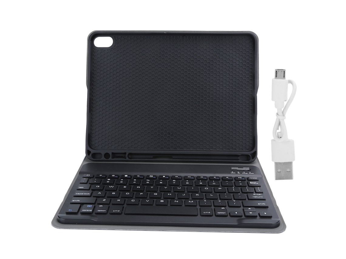 Funda con teclado para tableta (extraíble, con ranura para lápiz)