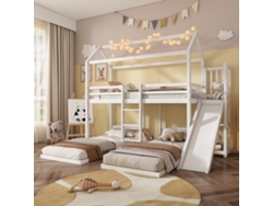 Litera Arhatreya Con Tobogã¡n, Techo Individual Y 3 Niveles Â Pino/mdf (90x200 Cm - Blanco)