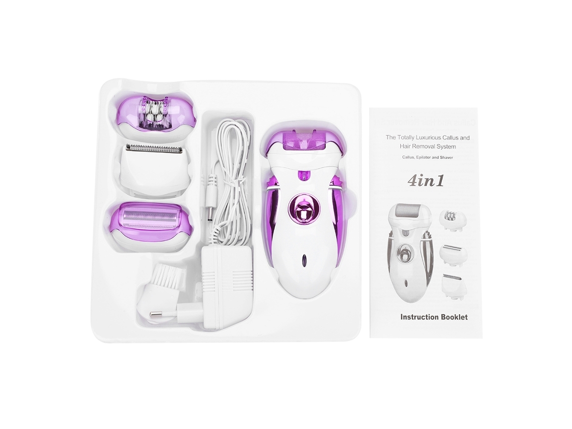 Depiladora Eléctrica Recargable 4 En 1 Para Mujer Depilación Afeitadora Cuidado De Pies Manicura Púrpura
