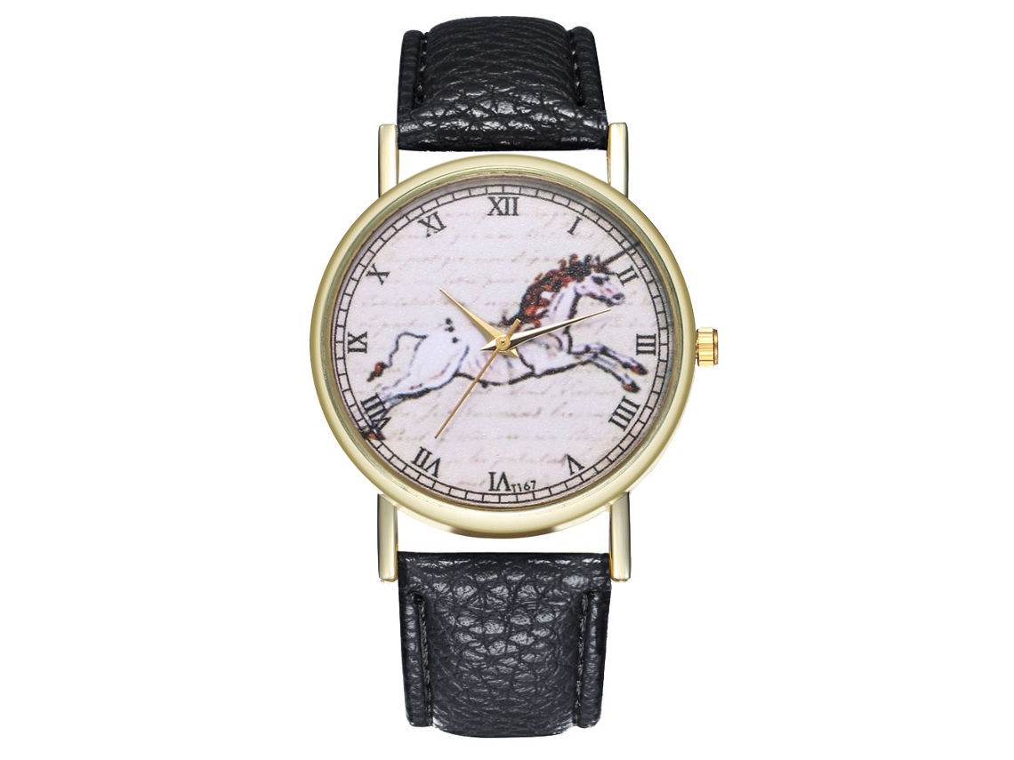 Reloj De Pulsera De Cuarzo Con Caja De Cuero Y Manecillas Luminiscentes, Diseño Moderno Y Elegante (negro).